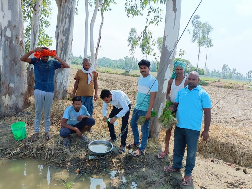 किसानों की बेहतर उपज के लिए तरल नैनो डीएपी का सतनापुर में परीक्षण: ट्रायल के लिए बसखारी ब्लाक के तीन गांव चयनित