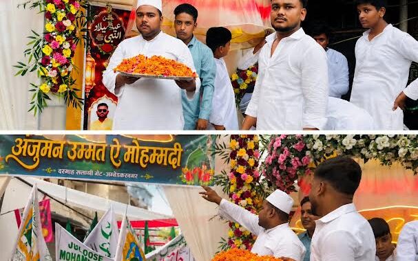 100 किलो फूलों की बारिश करके जुलूस में शामिल लोगों का हुआ गर्मजोशी से इस्तकबाल, अंजुमन उम्मत-ए-मोहम्मदी ने की शानदार पहल